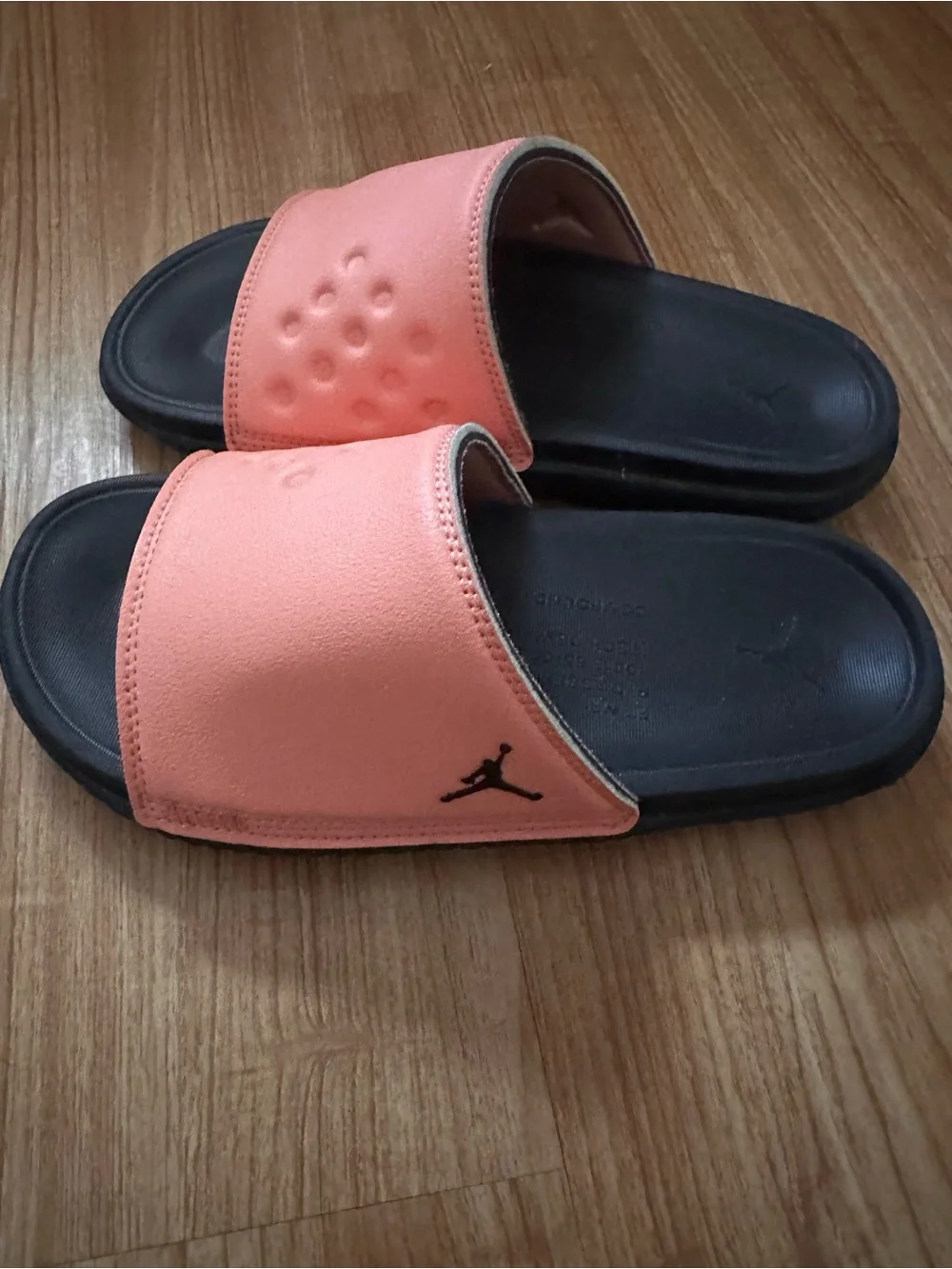 Jordan Peach and Black Slide Sandals